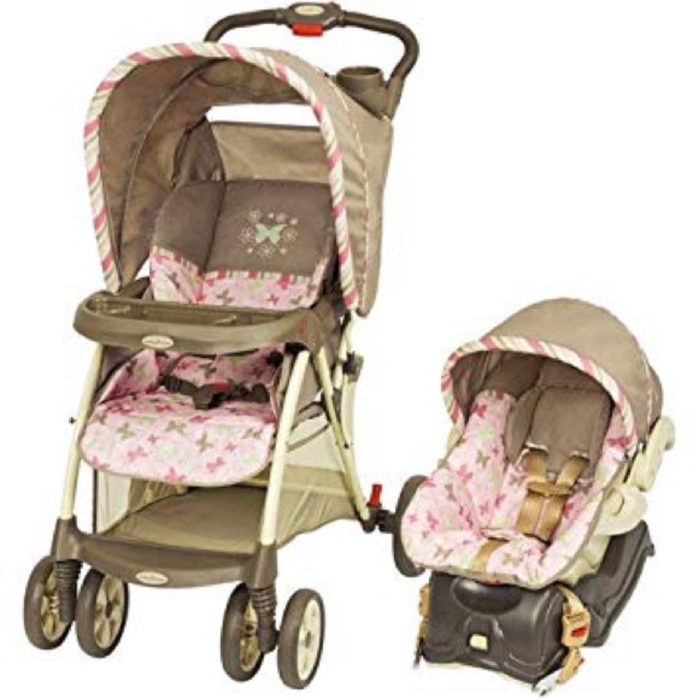 Baby trend pink butterfly stroller/car seat set